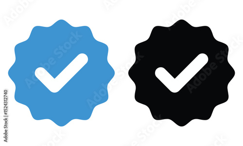 Blue tick check icon transparent png. social media verified badge vector sign. vector illustration eps file.
