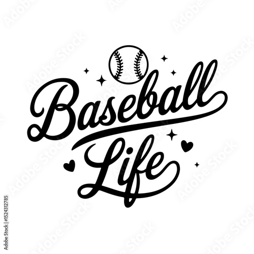 Baseball Life. Baseball Quote Vector Design Isolated on White Background