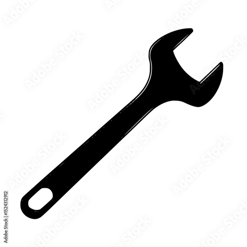 black silhouette of a wrench on a transparent background black, icon, silhouette , Generative art.