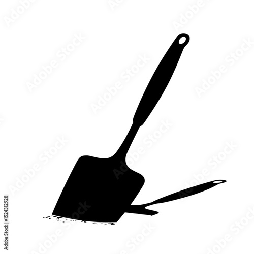 a black silhouette of a shovel on a transparent background black, icon, knife, shovel, silhouette , Generative art.