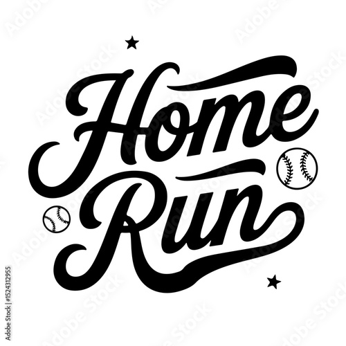 Home Run. Baseball Quote Vector Design Isolated on White Background