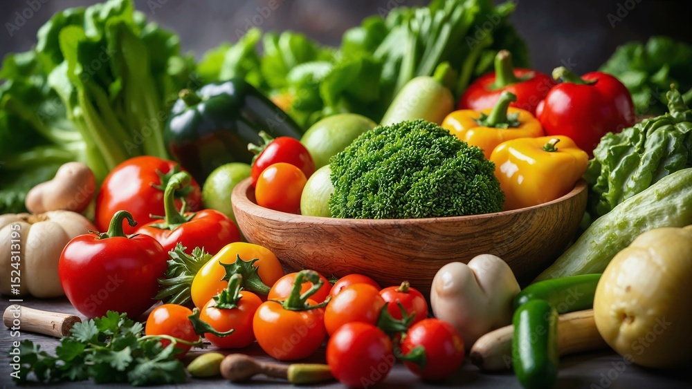 Conceptual representation of a healthy diet with fresh vegetables assortment Conceptual representation of a healthy diet with fresh vegetables assortment