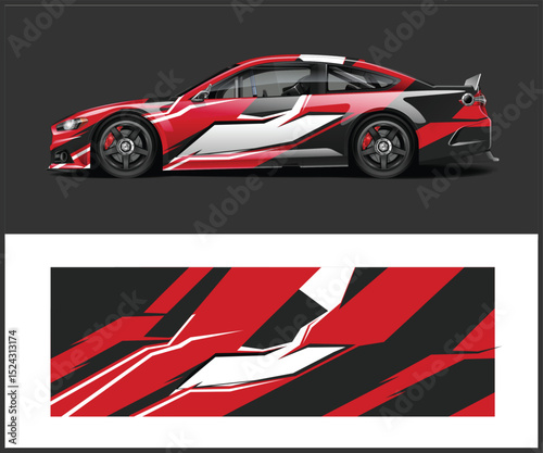 Red and Black Race Car Wrap Design Template