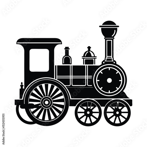 Silhouette of a vintage steam engine