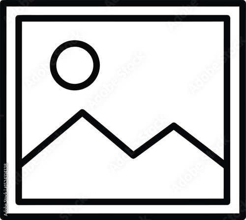 Picture Frame of Mountains and Sun: Simple yet elegant representation of a picture of landscape.