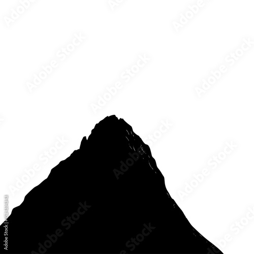 a black and white silhouette of a mountain black, hill, mountain, silhouette , Generative art.