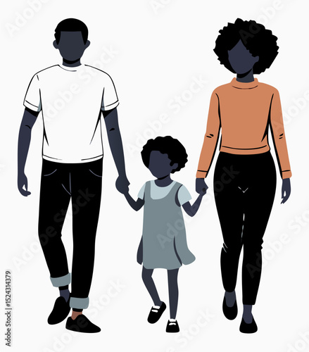 Silhouette of Black Family Walking Holding Hands