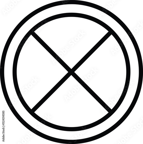 Forbidden Symbol: A stark graphic representation of prohibition, a bold circle intersected by an X, elegantly presented in black and white.