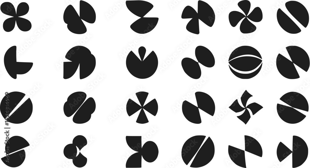 Fototapeta premium 24 Abstract Black and White Geometric Shapes Circle Flower Logo Design