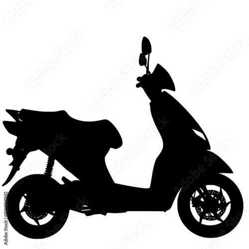 a black silhouette of a scooter on a transparent background black, motorcycle, scooter, silhouette , Generative art.