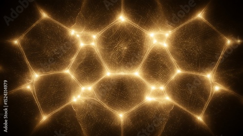 Golden network of connected glowing nodes