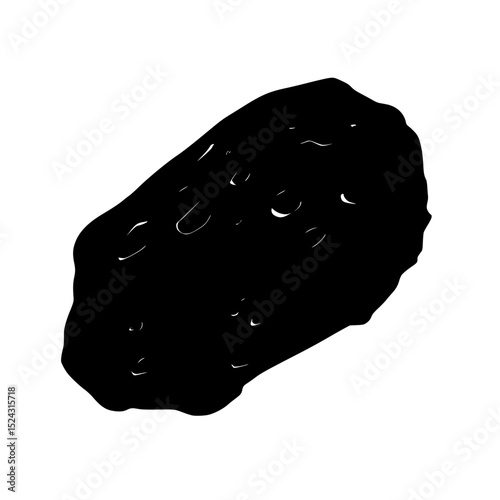 a black silhouette of a rock on a transparent background illustration black, icon, illustration, rock, silhouette , Generative art.