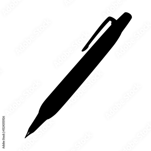 a black silhouette of a pen on a transparent background black, icon, ink, pen, silhouette , Generative art.