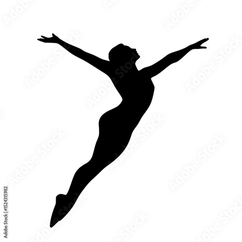 black silhouette of a woman jumping on a transparent background black, jump, silhouette, woman , Generative art.