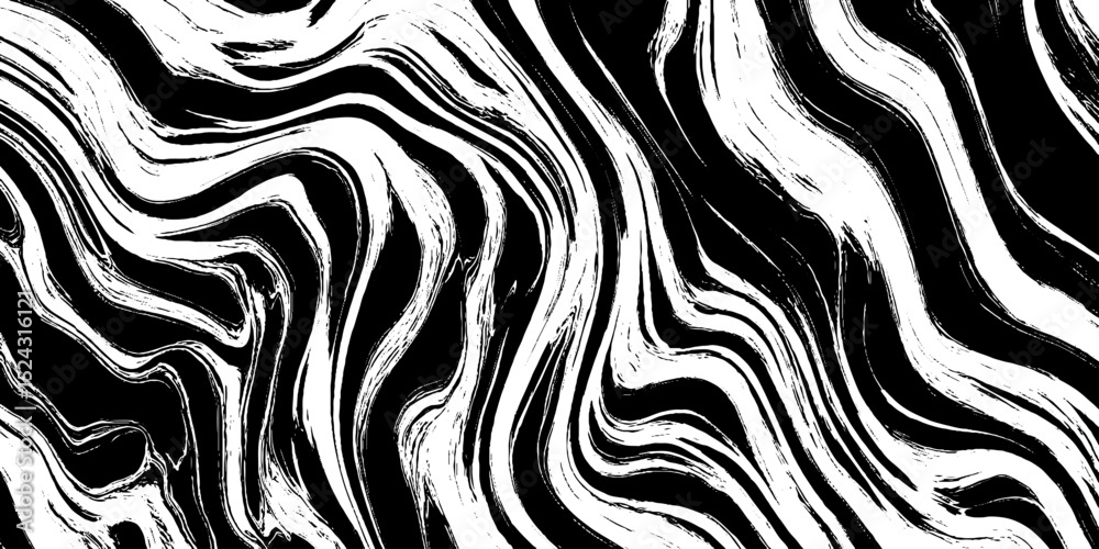 Obraz premium Chaotic black and white abstract background with flowing patterns for artistic design