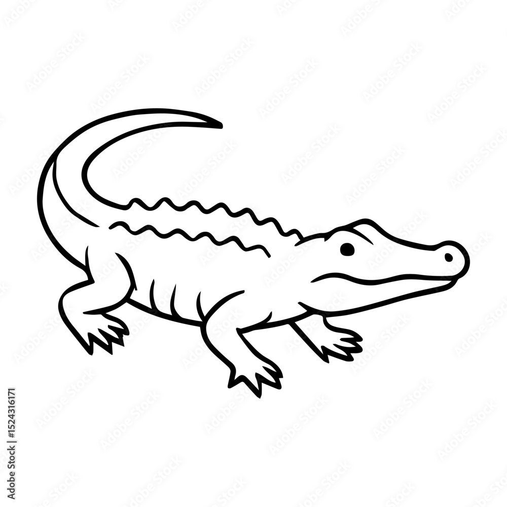 Naklejka premium crocodile vector realistic line icon on white background Vector line icon animal, wildlife
