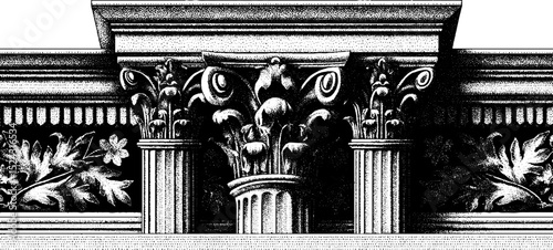 Art nouveau architectural design with engraved floral details for decorative projects