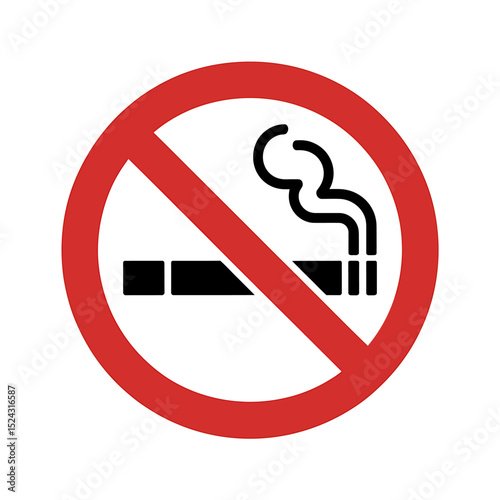 Simple No Smoking Sign Red Circle Prohibition Symbol for Clean Air