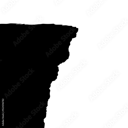 the black silhouette of a cliff on a transparent background black, cliff, map, silhouette , Generative art.