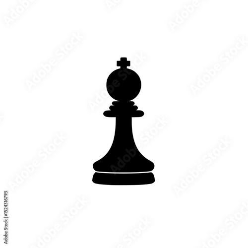 a black and white icon of a chess piece black, icon, silhouette , Generative art.