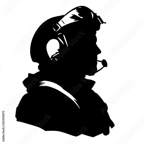 a silhouette of a man wearing a helmet and smoking a pipe black, helmet, man, pipe, silhouette, soldier, wear , Generative art.