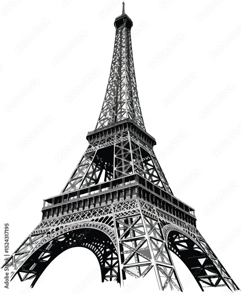 Obraz premium Iconic Paris Landmark Graphic Illustration in Black and White