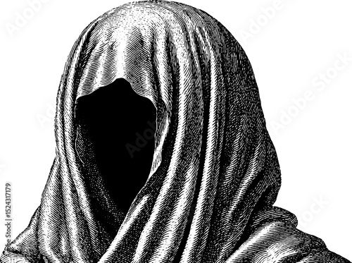 Engraved illustration of erebus as a shadowy figure in mythological theme