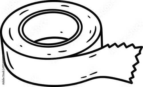 Roll of Tape: A close-up line art captures a roll of tape, offering a detailed look at this everyday tool and its role in various practical applications.