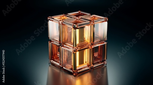Elegant gold and glass crystal cube