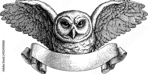 Engraved illustration of Metis, the Greek goddess of wisdom, featuring an owl and ancient scrolls.