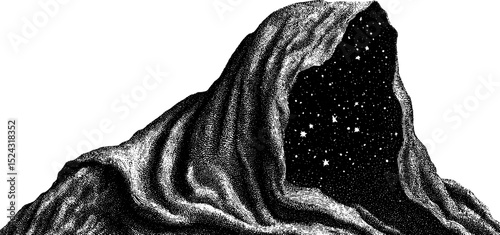 Mystical illustration of nyx enveloped in starry cloak