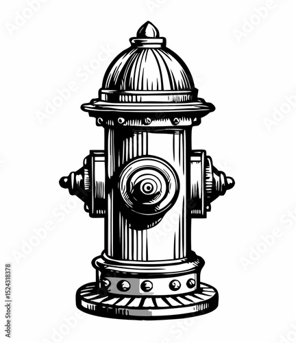 Black and White Hand-Drawn Fire Hydrant Illustration
