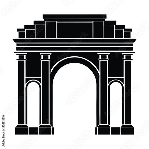 Roman archway Silhouette on white background