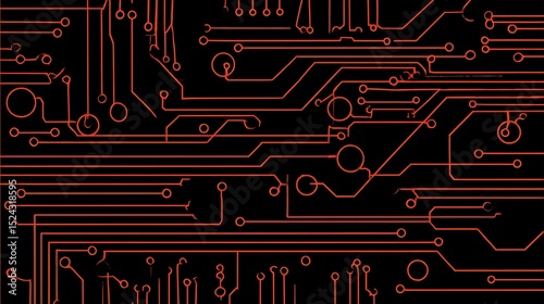 Minimalistic orange circuit board on black background