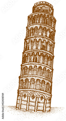 Vintage Pisa Tower Building
