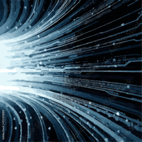 virtual fractal realms,  abstract technology scanlines background, horizontal black and white lines