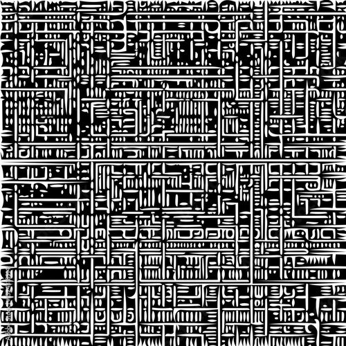  Black and white data grid, abstract futuristic matrix pattern