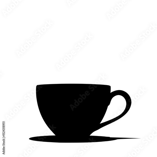 a black and white icon of a cup of coffee or tea black, coffee, coffee cup, cup, icon, silhouette, tea , Generative art.