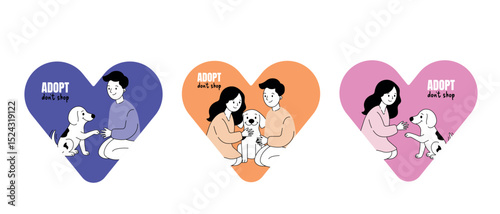 Adopt Don’t Shop Heart Illustrations – Dog Adoption Awareness Vector Set