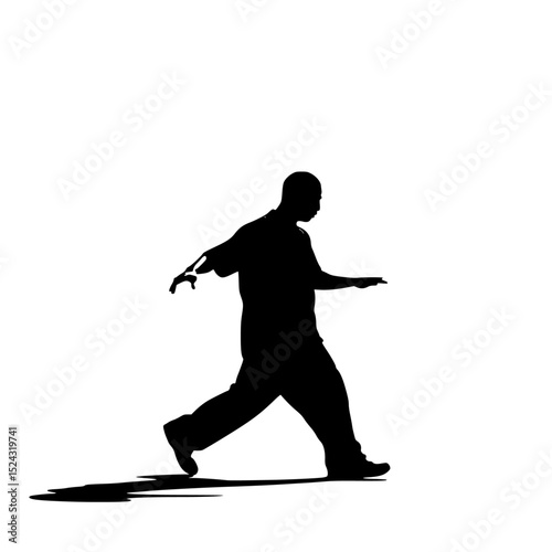 a black and white silhouette of a man dancing with his hands in the air black, dance, hand, man, shadow, silhouette, walk , Generative art.
