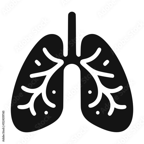 Simple black and white human lungs icon