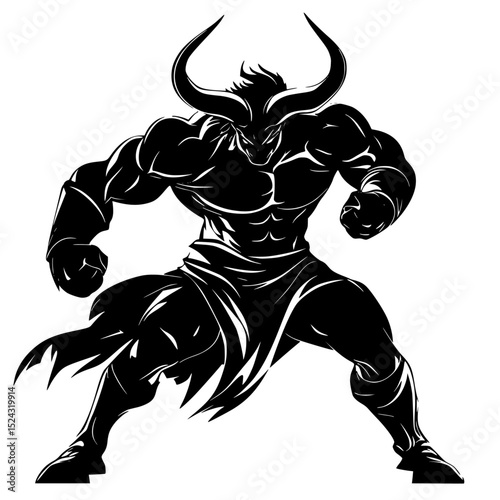 a black and white illustration of a bull black, bull, illustration, silhouette , Generative art.