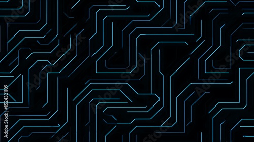 Blue circuit lines on a black background