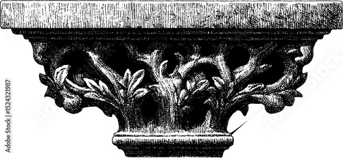 Engraved ceramic balcony fragment illustration for architectural design