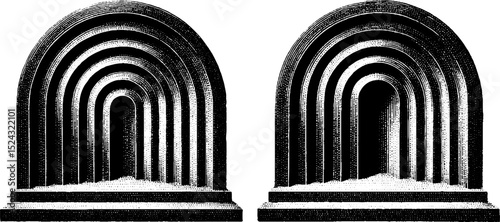 Engraved illustration of ceramic magazine rack design for home decor
