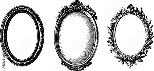 Elegant ceramic mirror frames collection with intricate engravings for home and decor design