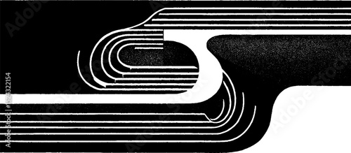 Abstract engraved illustration of ceramic staircase design