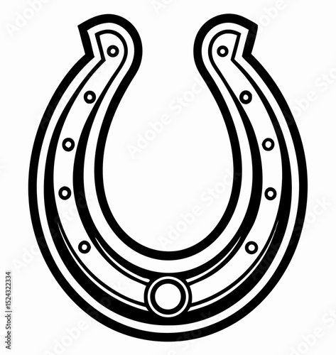 Black and White Horseshoe Clipart, Good Luck Symbol