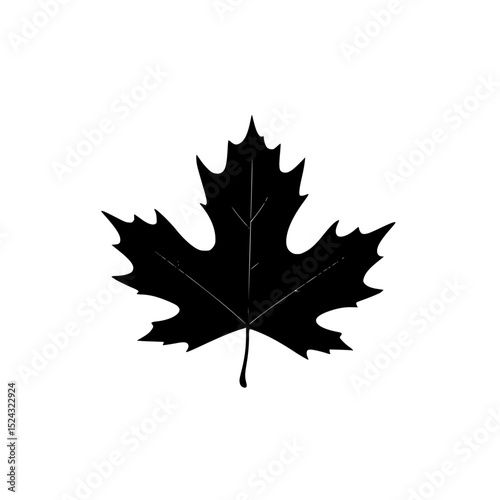 the silhouette of a maple leaf in a simple style black, icon, leaf, maple leaf, silhouette, style , Generative art.