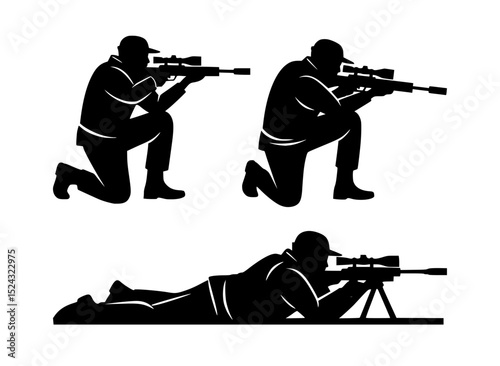 sniper silhouette set, isolated background